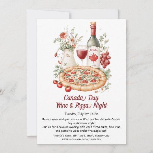 Wijn- en pizzanagaviering | Canada-dag Kaart (Voorkant)