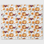 Wijn en pompoenen Waterverf Herfst Cadeaupapier (Vlak)