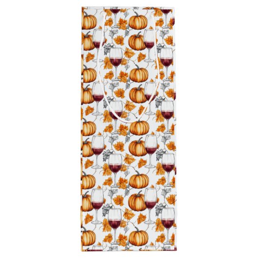 Wijn en pompoenen Waterverf Herfst Wijn Cadeautas (Achterkant)