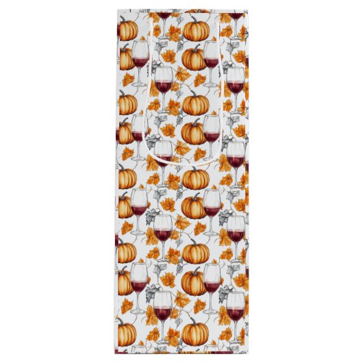 Wijn en pompoenen Waterverf Herfst Wijn Cadeautas (Voorkant)