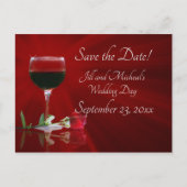 Wijn en Roos sparen de datum Uitnodiging Briefkaart (Voorkant)
