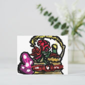 Wijn en roos valentijn briefkaart (Staand voorkant)