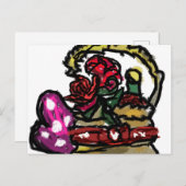 Wijn en roos valentijn briefkaart (Voorkant / Achterkant)