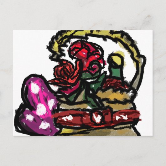 Wijn en roos valentijn briefkaart (Voorkant)