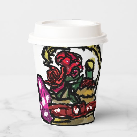 Wijn en roos valentijn papieren bekers (Voorkant)