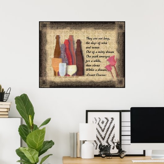 Wijn en Rozen Kunstgeem Poster (Thuiskantoor)