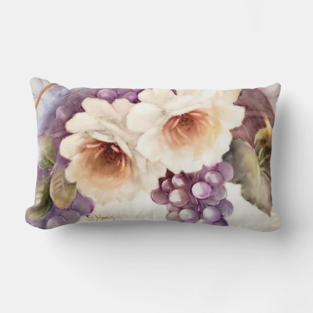 Wijn en Rozen Lumbar Pillow Kussen (Voorkant)