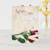 Wijn en rozen van Jubileum voor weddenschappen Kaart (Gele Bloem)