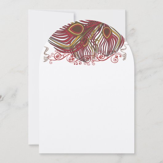 Wijn en Russet Peacock  veren Kaart (Achterkant)