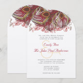 Wijn en Russet Peacock  veren Kaart (Voorkant / Achterkant)