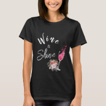 Wijn en Shine Zwart Moeder T-shirt
