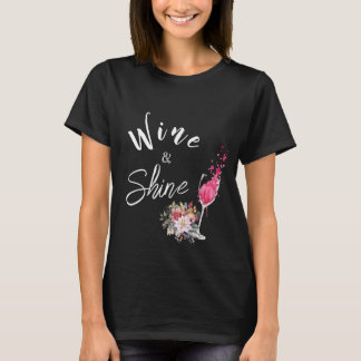 Wijn en Shine Zwart Moeder T-shirt