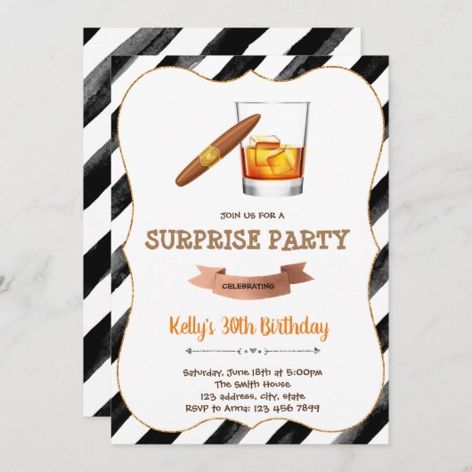 Wijn en sigaret verjaardagsfeestje uitnodigingskaa kaart (Voorkant / Achterkant)