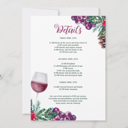 Wijn en sinaasappelwijn Weekend Cabine in Bossen Kaart (Achterkant)