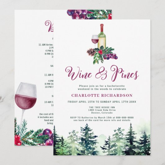 Wijn en sinaasappelwijn Weekend Cabine in Bossen Kaart (Voorkant / Achterkant)