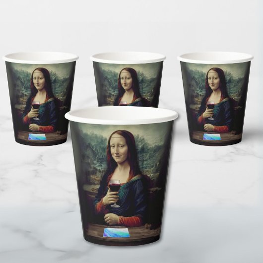 Wijn en Verf feest Mona Lisa verjaardag Papieren Bekers