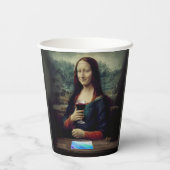 Wijn en Verf feest Mona Lisa verjaardag Papieren Bekers (Achterkant)