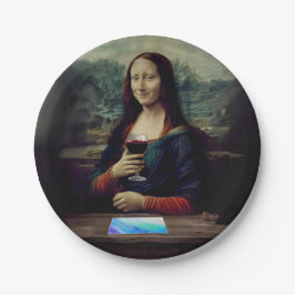 Wijn en Verf feest Mona Lisa verjaardag Papieren Bordje