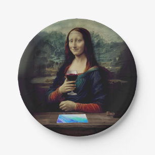 Wijn en Verf feest Mona Lisa verjaardag Papieren Bordje