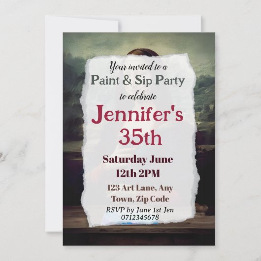 Wijn en Verf feest verjaardagsviering 35e Kaart (Voorkant)