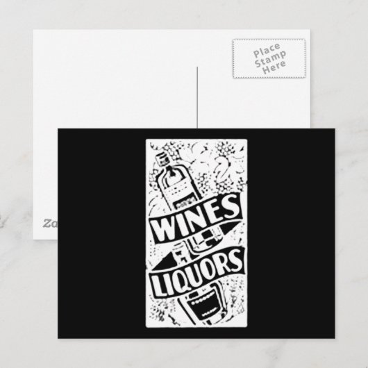 Wijn en vloeibaar wit briefkaart (Voorkant / Achterkant)