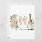 Wijn en wijn Glass Greenery Floral Brunch en Bubbl Kaart (Achterkant)