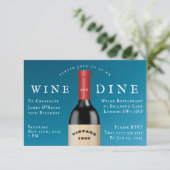 Wijn en wijn  jarig kaart (Staand voorkant)