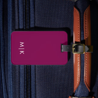 Wijn en Wit Modern Monogram Bagagelabel