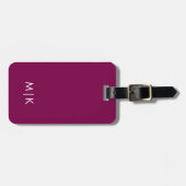 Wijn en Wit Modern Monogram Bagagelabel (Voorkant horizontaal)