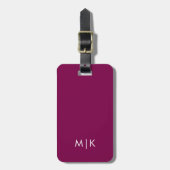Wijn en Wit Modern Monogram Bagagelabel (Voorkant verticaal)