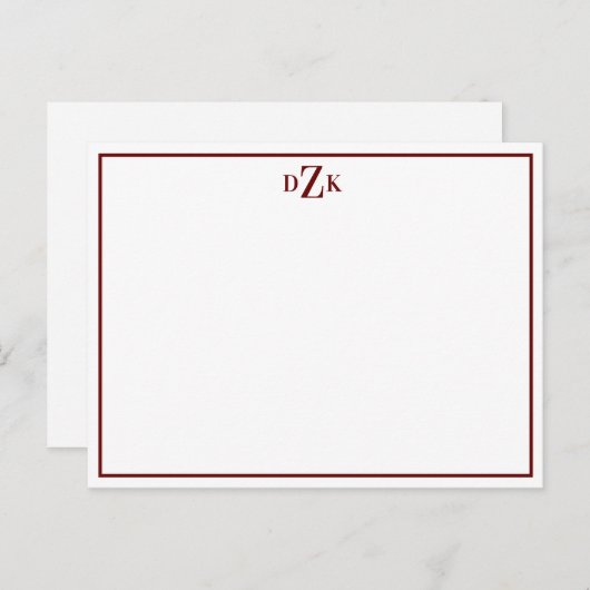 Wijn en witte gesofisticeerde elegante platte noot briefkaart (Voorkant / Achterkant)