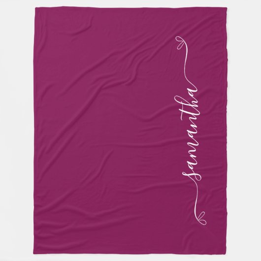Wijn en witte Schattige Bow Handtekening Naam Fleece Deken (Voorkant)