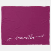 Wijn en witte Schattige Bow Handtekening Naam Fleece Deken (Voorkant (Horizontaal))