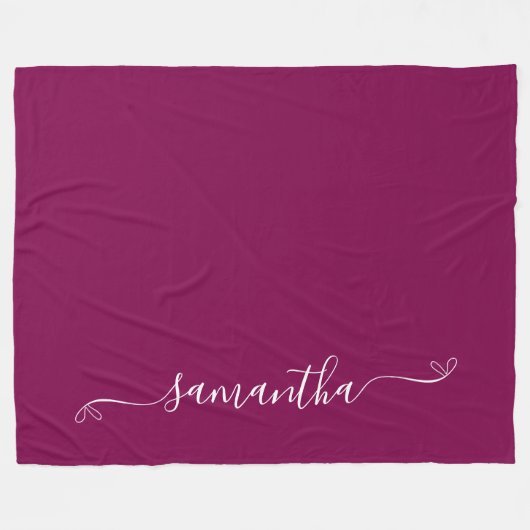 Wijn en witte Schattige Bow Handtekening Naam Fleece Deken (Voorkant (Horizontaal))
