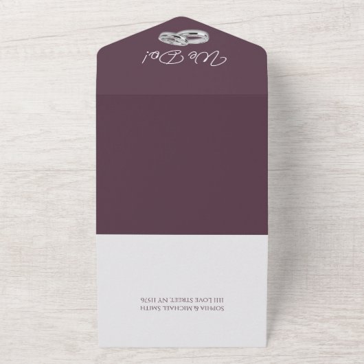 Wijn en witte trouwringen- all in one uitnodiging (Buitenkant)