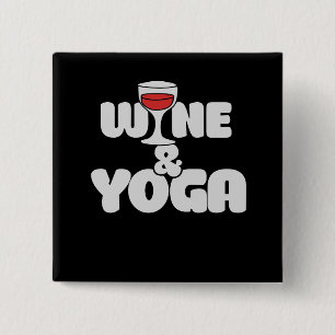 wijn en yoga vierkante button 5,1 cm