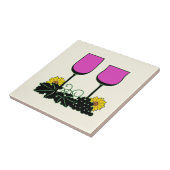 Wijn en zonnebloemen tegeltje (Zijkant)