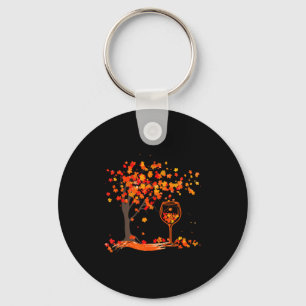 Wijn Esdoornblad Herfst Grappig Drinken Wijn Sleutelhanger