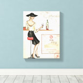 Wijn Fashionista Canvas Afdruk (Insitu (Houten vloer))