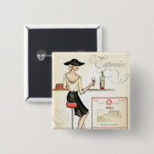 Wijn Fashionista Vierkante Button 5,1 Cm (Voorkant /achterkant)