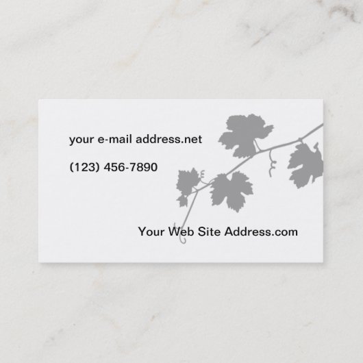 Wijn Fles Grape Silhouette Visitekaartje (Achterkant)