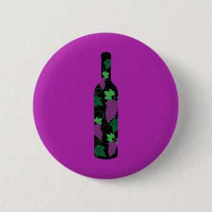 Wijn flesje donker ronde button 5,7 cm