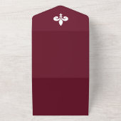 Wijn Fleur de Lis All in One Wedding Invite Uitnodiging (Buitenkant)