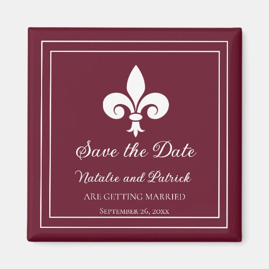 Wijn Fleur de Lis Save the Date Magnet (Voorkant)