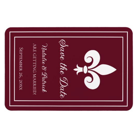 Wijn Fleur de Lis Save the Date Magnet Magneet (Horizontaal)
