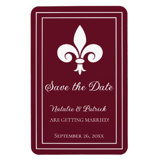 Wijn Fleur de Lis Save the Date Magnet Magneet (Verticaal)