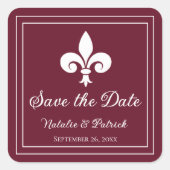 Wijn Fleur de Lis Save the Date Stickers (Voorkant)