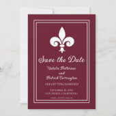Wijn Fleur de Lis Save the Date Uitnodiging (Voorkant)