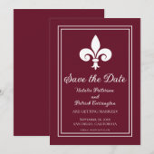 Wijn Fleur de Lis Save the Date Uitnodiging (Voorkant / Achterkant)