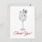 wijn , floral dank je kaart (Voorkant / Achterkant)